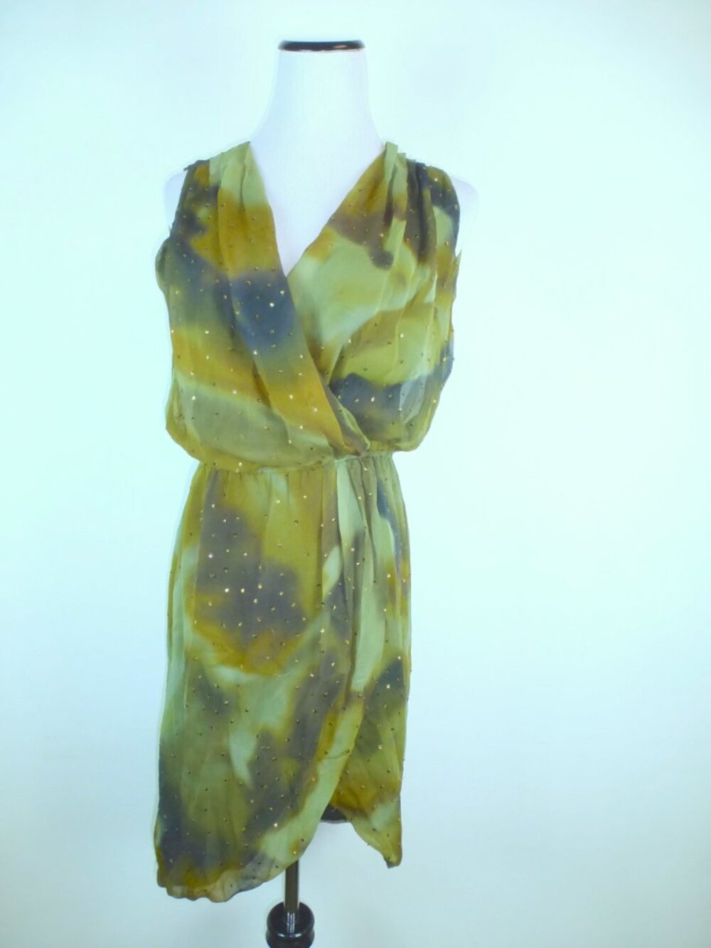 HAUTE HIPPIE Tie dye SILK WRAP sleeveless  sequin party DRESS XS